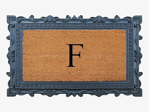 Miniatura 14 de A1HC - Felpudo con monograma de goma natural y fibra de coco de 24 x 36 pulgadas para puerta delantera, antidesprendimiento, duradero, para entrada