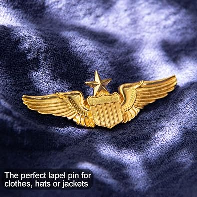 Metal Aviator Wings Pin Senior Pilot Wing Badge Gold For Professional Uniform, Cosplay Uniform