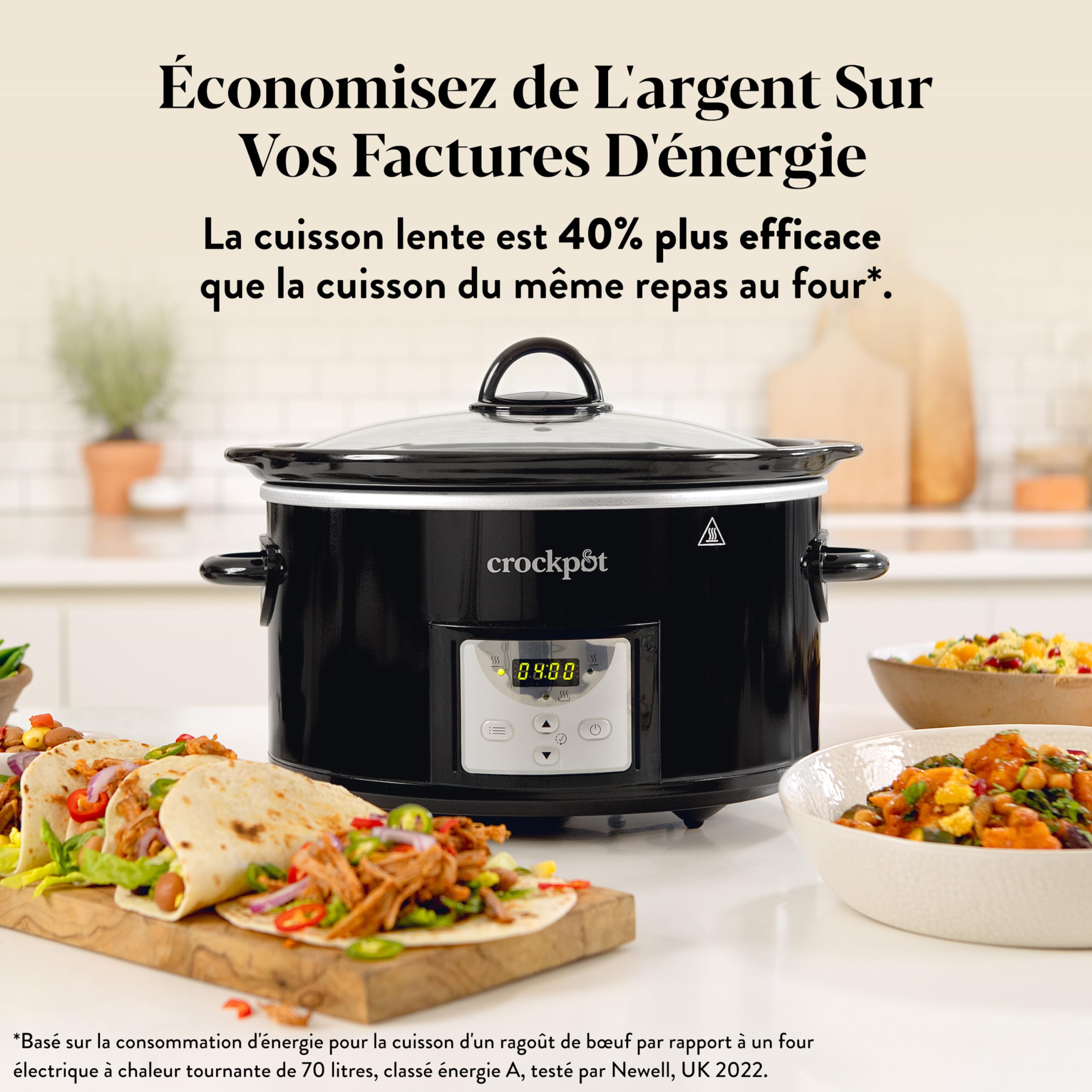 Crock-Pot Mijoteuse numérique | 3,5 l (3-4 personnes) | Minuterie programmable | Prise EU 2 broches | Noir [CSC113X]