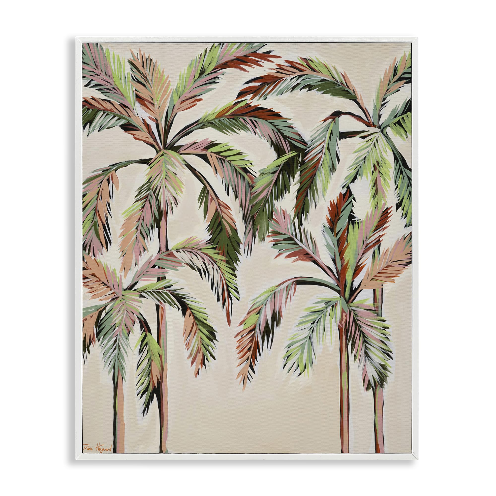 Stupell Industries Coastal White (Textured) 'Blushing Palm Tree Canopy'| Framed Giclee Art
