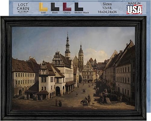 The Marketplace at Pirna de Bernardo Bellotto - Lienzo enmarcado para decoración de pared, lienzos de reproducción de pinturas de obras de arte