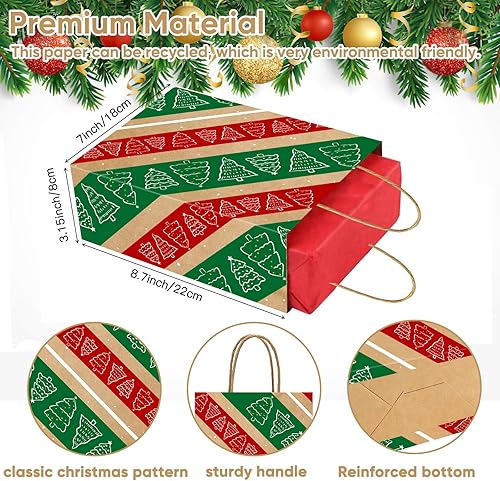 Miniatura 3 de MOORAY Paquete de 30 bolsas de regalo de Navidad, 7 x 3.15 x 8.7 pulgadas, bolsas de Navidad con asas, 6 estilos de bolsas de regalo de Navidad con