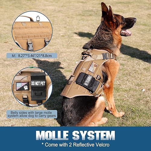 Miniatura 5 de PETNANNY - Arnés táctico para perros grandes, chaleco de servicio para perros grandes, cobertura completa de cuerpo en arnés de entrenamiento para