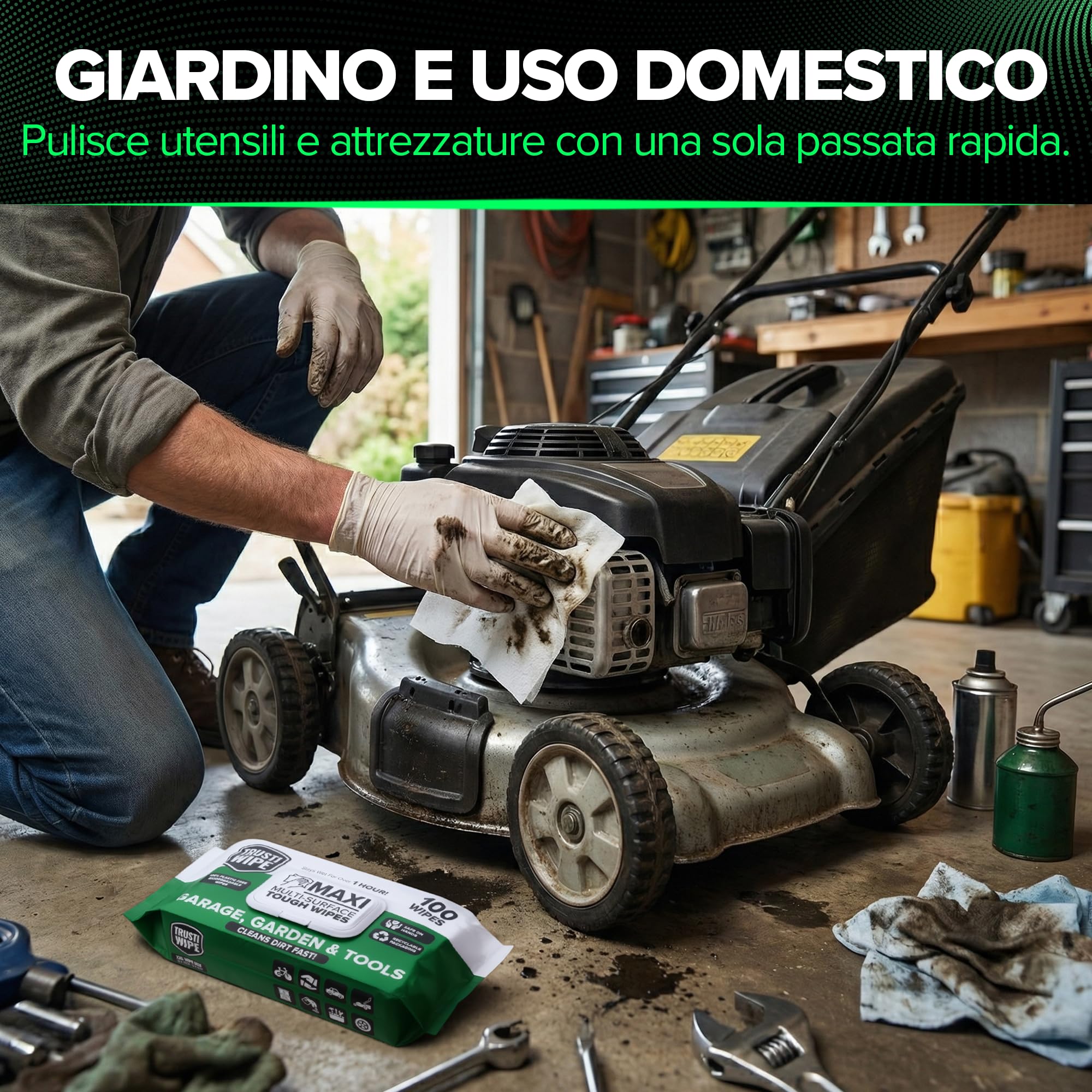 Salviette per la pulizia multisuperficie extra large 30x25 cm biodegradabili per garage officina auto