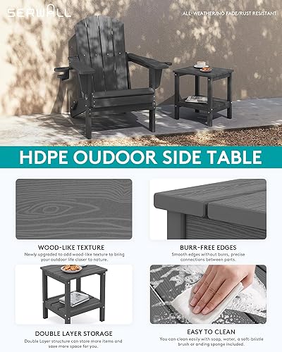 Miniatura 108 de SERWALL Mesa auxiliar doble Adirondack rectangular, color marrón