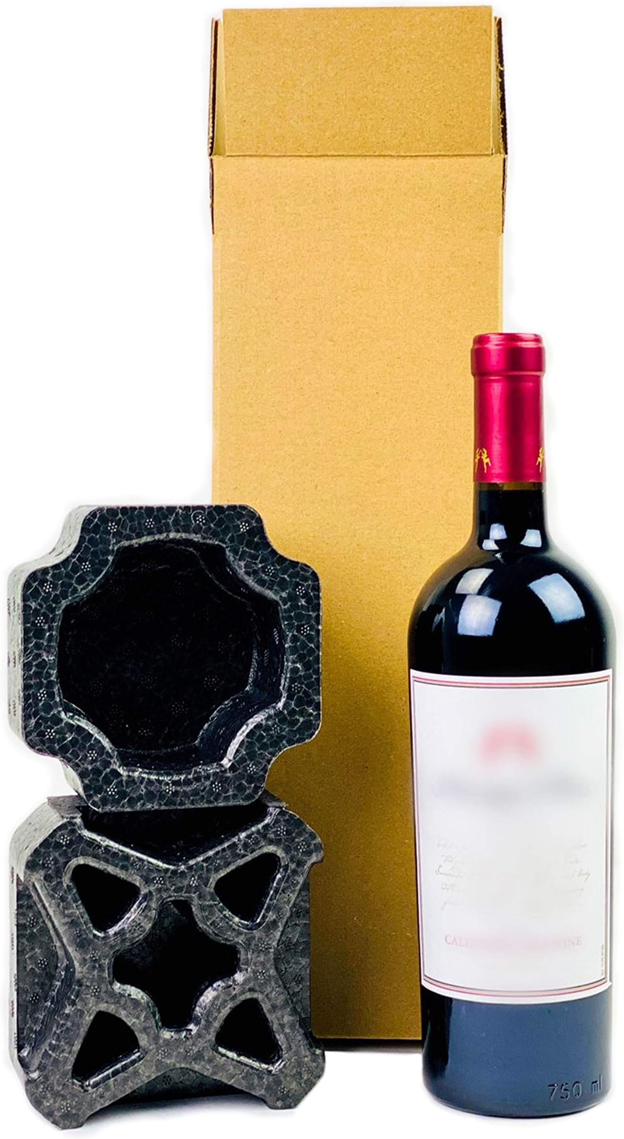 USA Universal Single Bottle Wine Shipping Box - 1 Pack - All-in-One Protective Shipper with High Recycled PE Foam - Eco-Friendly, Recyclable, Secure Wine Packaging
