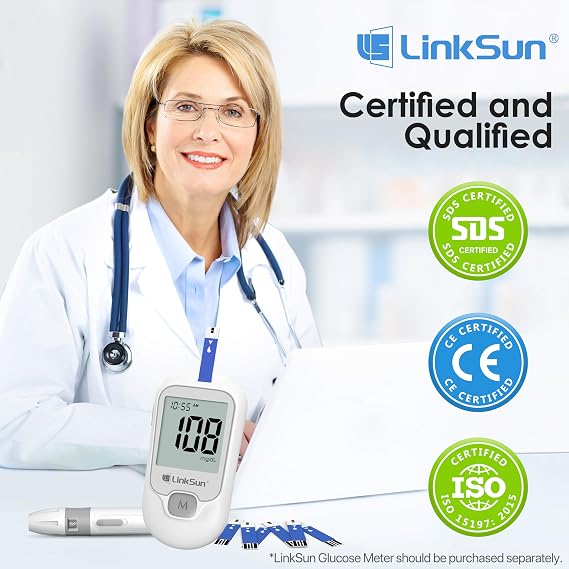 LinkSun Blood Glucose Test Strips*100, for G-425-1/G-425-2V/G-425-3/G-427B