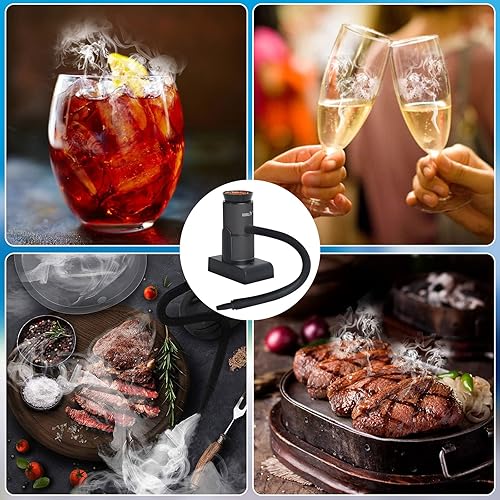Miniatura 8 de BORUIT Pistola ahumadora de cóctel incluye astillas de madera y accesorios, ahumador portátil de bebidas, kit de infusor de humo de interior para