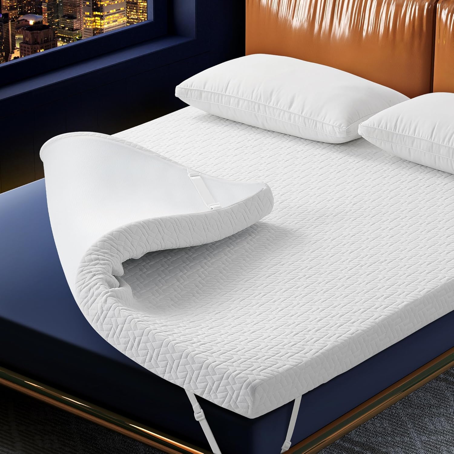 3 Inch Gel Memory Foam Cooling Mattress Topper Queen Size, Mattress Pad Cover for Pressure Relief, Bed Topper with Removable Cover,Soft & Breathable