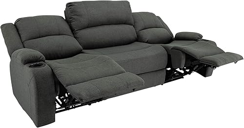 Miniatura 76 de RecPro Charles Powered - Sofá reclinable doble y sofá biplaza Muebles de pared Hugger RV – Tela de avena de 80 pulgadas