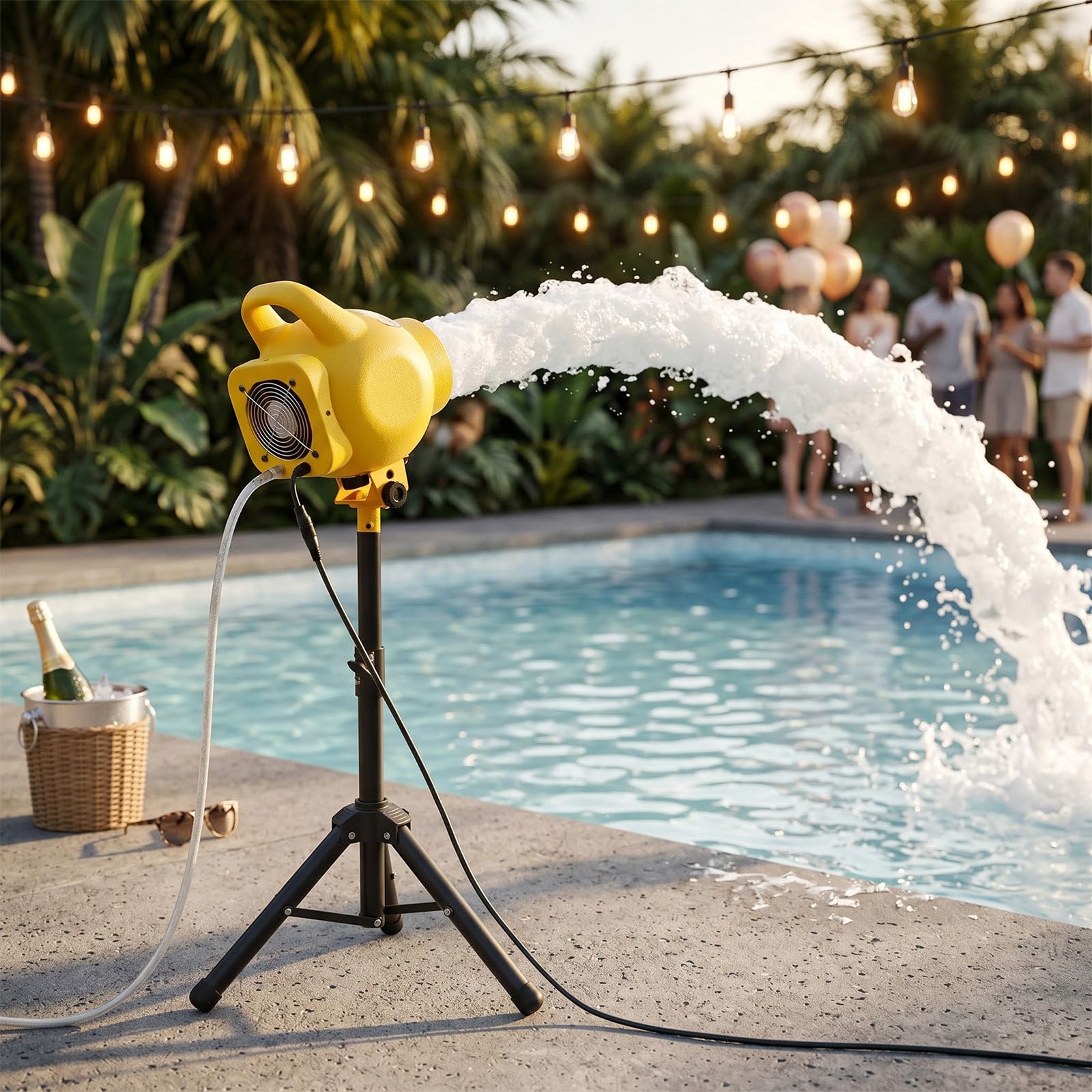 agreilduite Professional Foam Cannon, 4-In-1 Foam Party Machine With Height Adjustable Tripod&20l Folding Bucket, Fast Start Continuous Output, Portable Foam Maker For Bar Nightclub Mall School Event