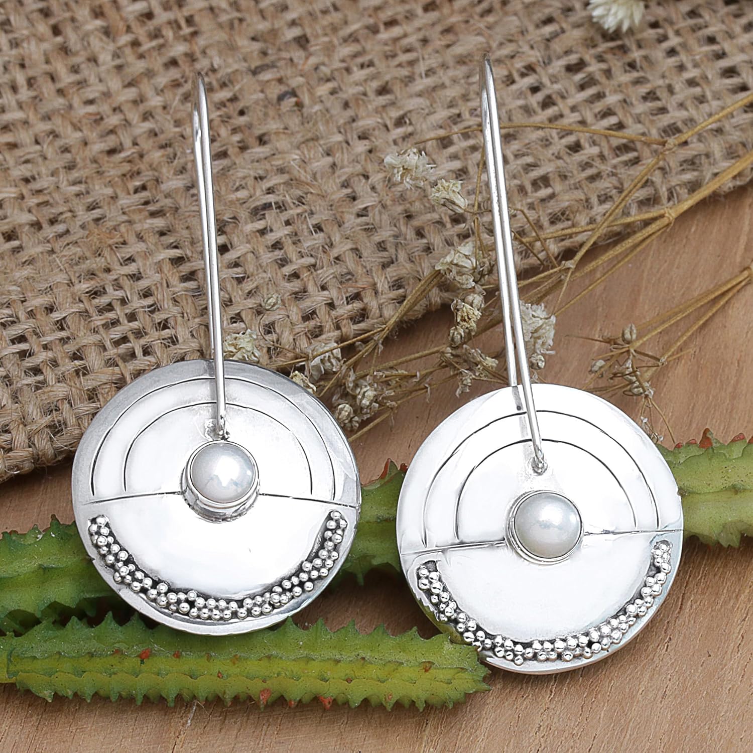 NOVICA Artisan Handcrafted .925 Sterling Silver Drop Dangle | Freshwater Cultured Pearl Drop | Handmade Drop & Dangle | Jewelry Dangle Earring | Birthstone Dangle Earrings - Image 2