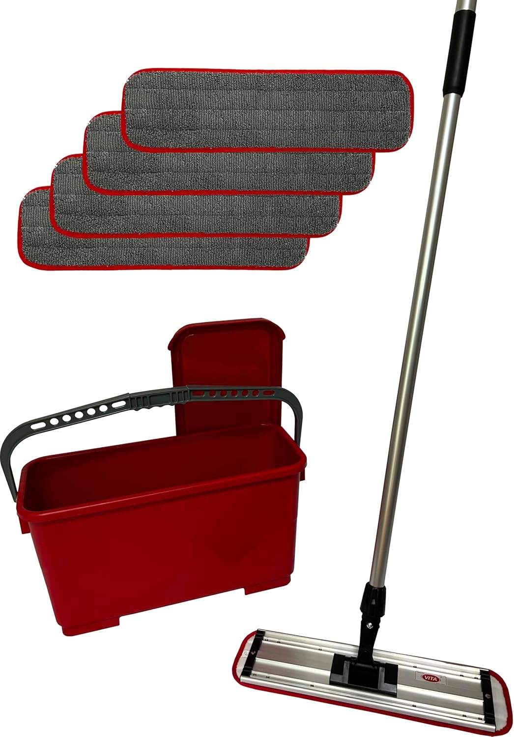 Premium Floor Wax Application Kit with 5 Microfiber Pads, Telescopic Handle, and Recharging Bucket