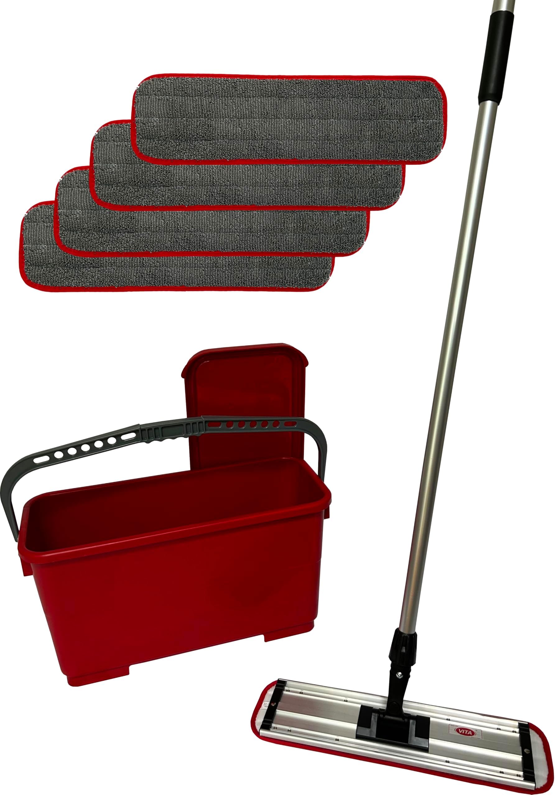 Premium Floor Wax Application Kit with 5 Microfiber Pads, Handle, and Bucket
