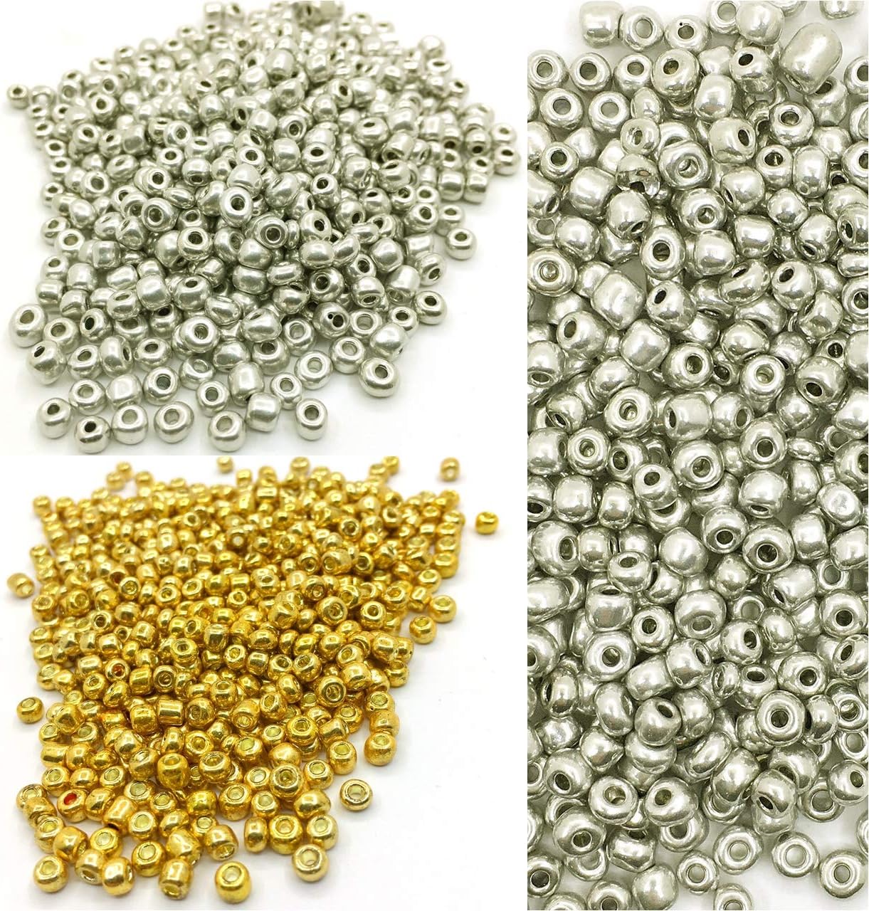 Perlin Glass Seed Beads 4mm 6/0 Round Mini Small Pony Spacer Beads 1100pcs for Jewelry Making Earrings Bracelets Pendants Waist DIY Handmade Metallic Color Kit (Gold) - Image 5