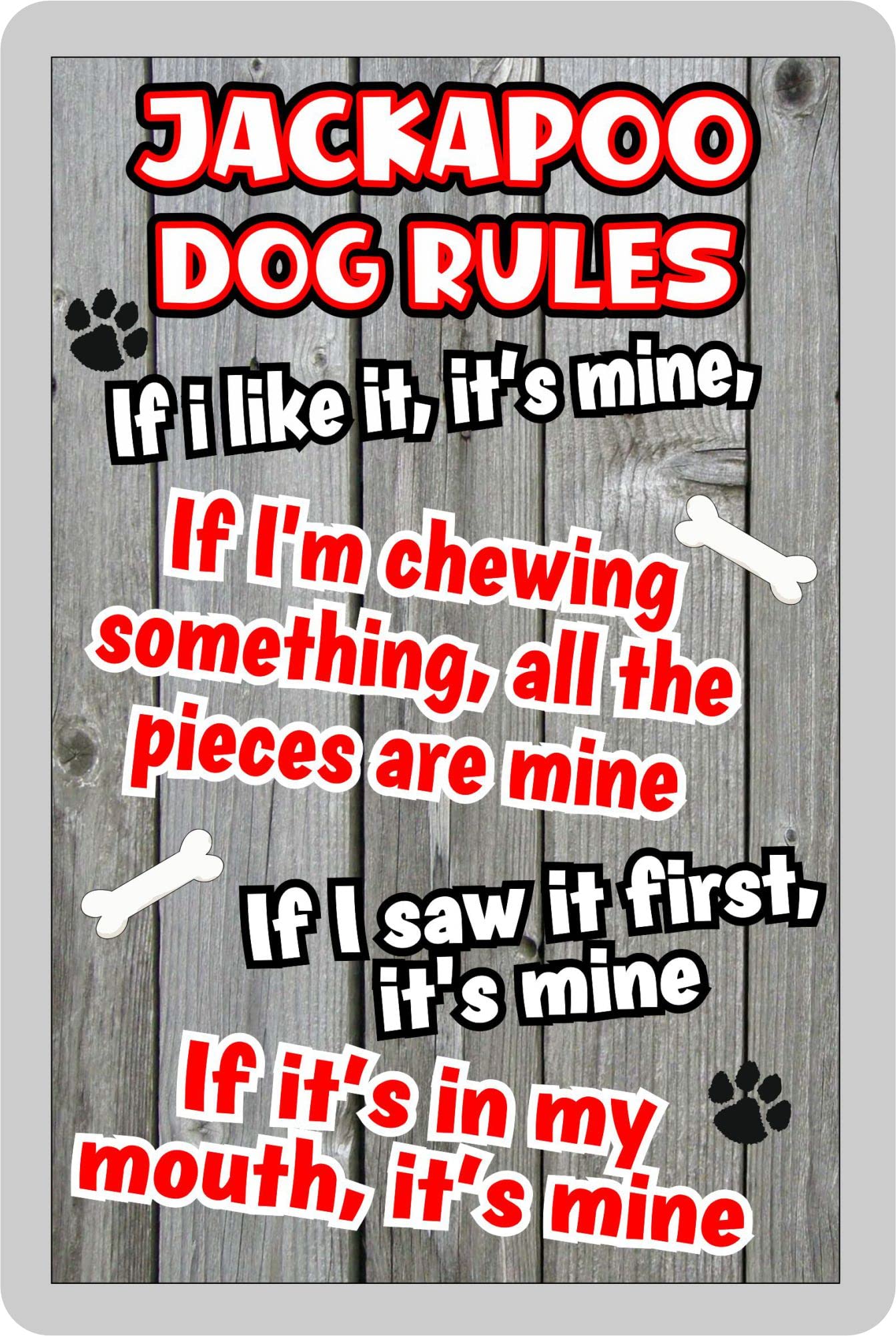 Decalarama Jackapoo Fridge Magnet Gift - Dog Rules - If I Like It It's Mine - Cute Animal Novelty Pet Birthday Gift