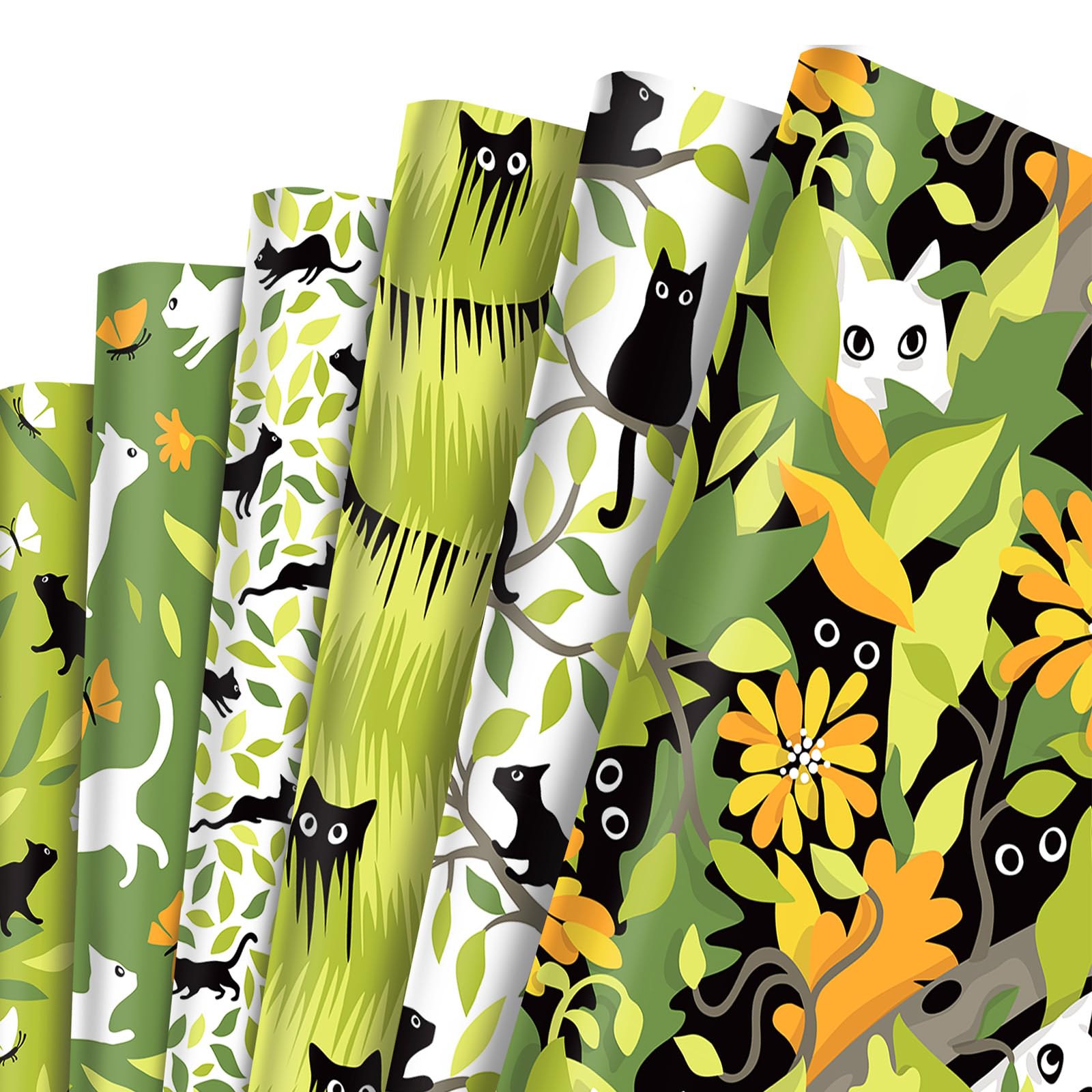 12 Pcs Cat Wrapping Paper Sheets, 69x50cm White Black Cats Gift Wrapping Paper,Recyclable Cats Birthday Wrapper for Boys Girls Kids Adults Party Gift Wrap Boxes Decorations โ image 1