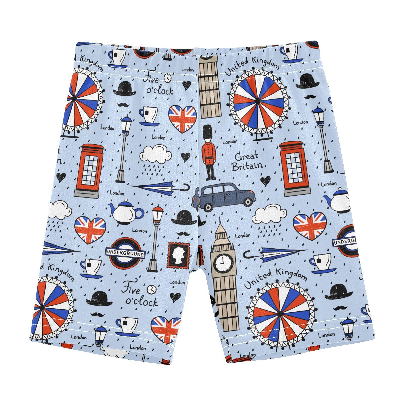 JHKKU Girls Retro English London Shorts Cotton Cartwheel Bike Kids Biker Under Dress Dance Short Girl Clothes 5T