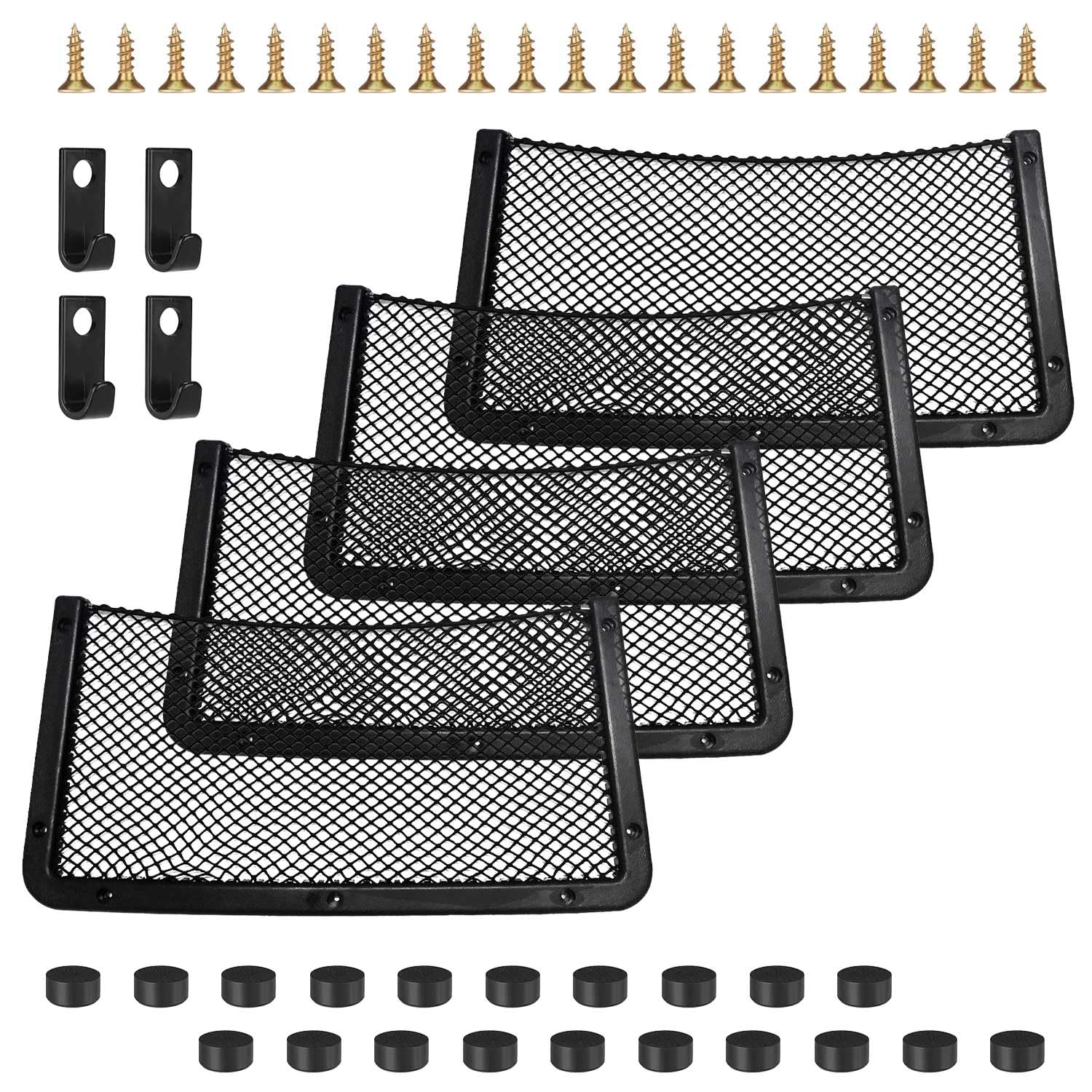 Filet de Rangement Camping Car, 42 cm x 21 cm Filet de Stockage Voiture, Filet Rangement Voiture, 4PCS Filet de Rangement pour Voiture, Filets pour Auto