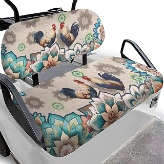 Suobstales Golf Cart Front and Rear Seat Cover Set for EZGO TXT RXV & Club Car DS 2 Passenger, Washable Bench Seat Covers Kit