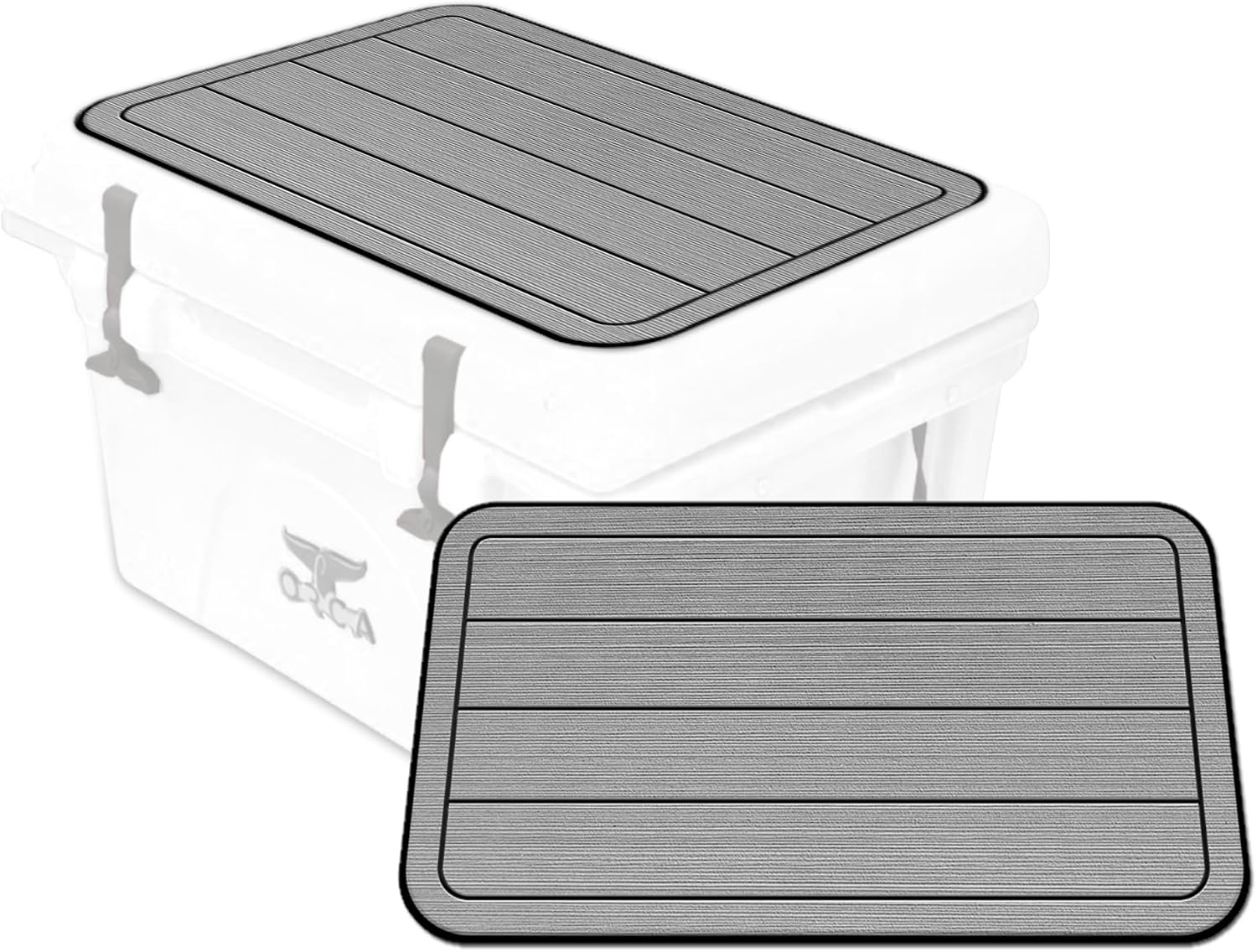 USATuff SeaDek EVA Mat Cooler Pad fits ORCA | Peel & Stick Application | Non Slip Comfort Accessories - Teak Lines (StormGray-Black)