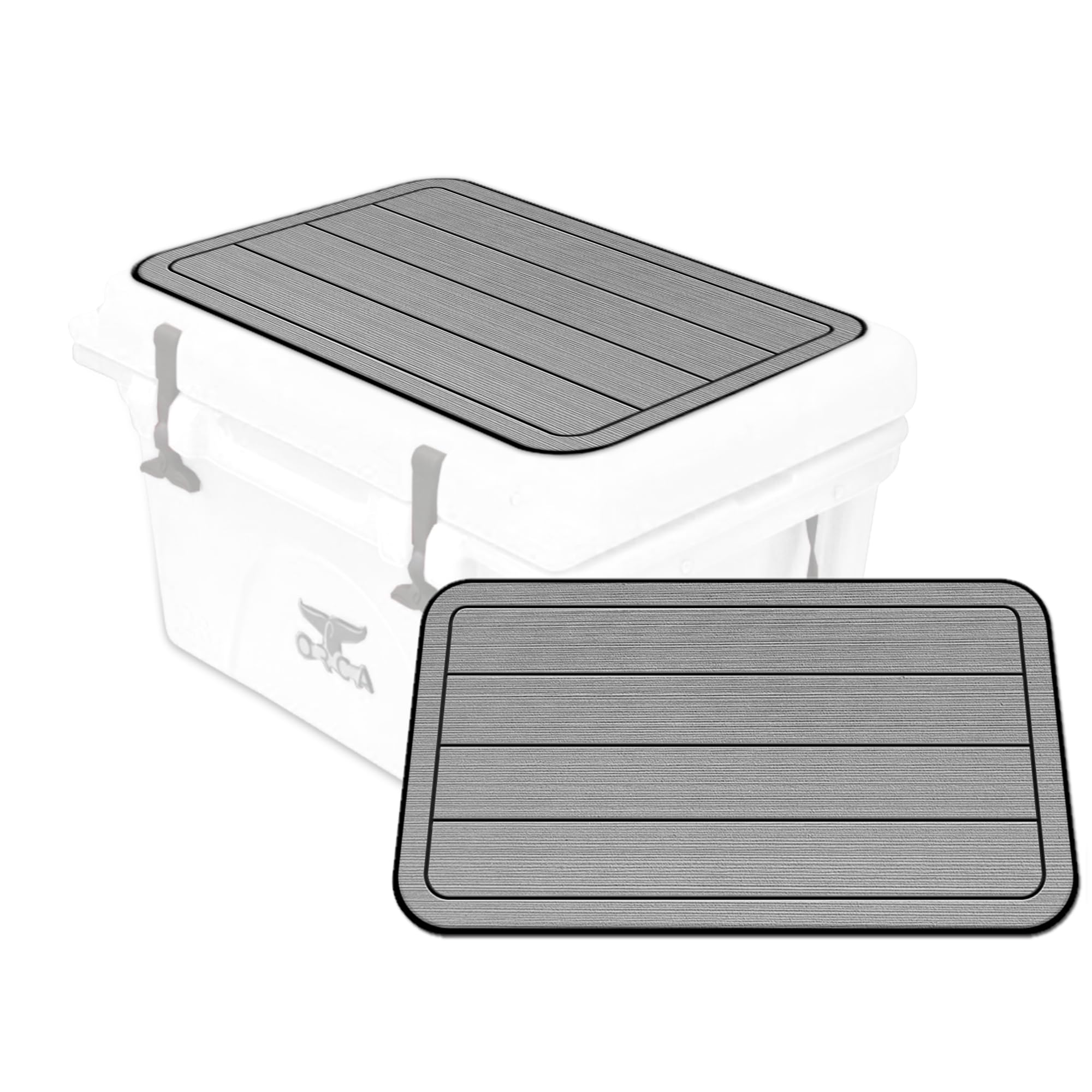 USATuff SeaDek EVA Mat Cooler Pad fits ORCA | Peel & Stick Application | Non Slip Comfort Accessories - Teak Lines (StormGray-Black)