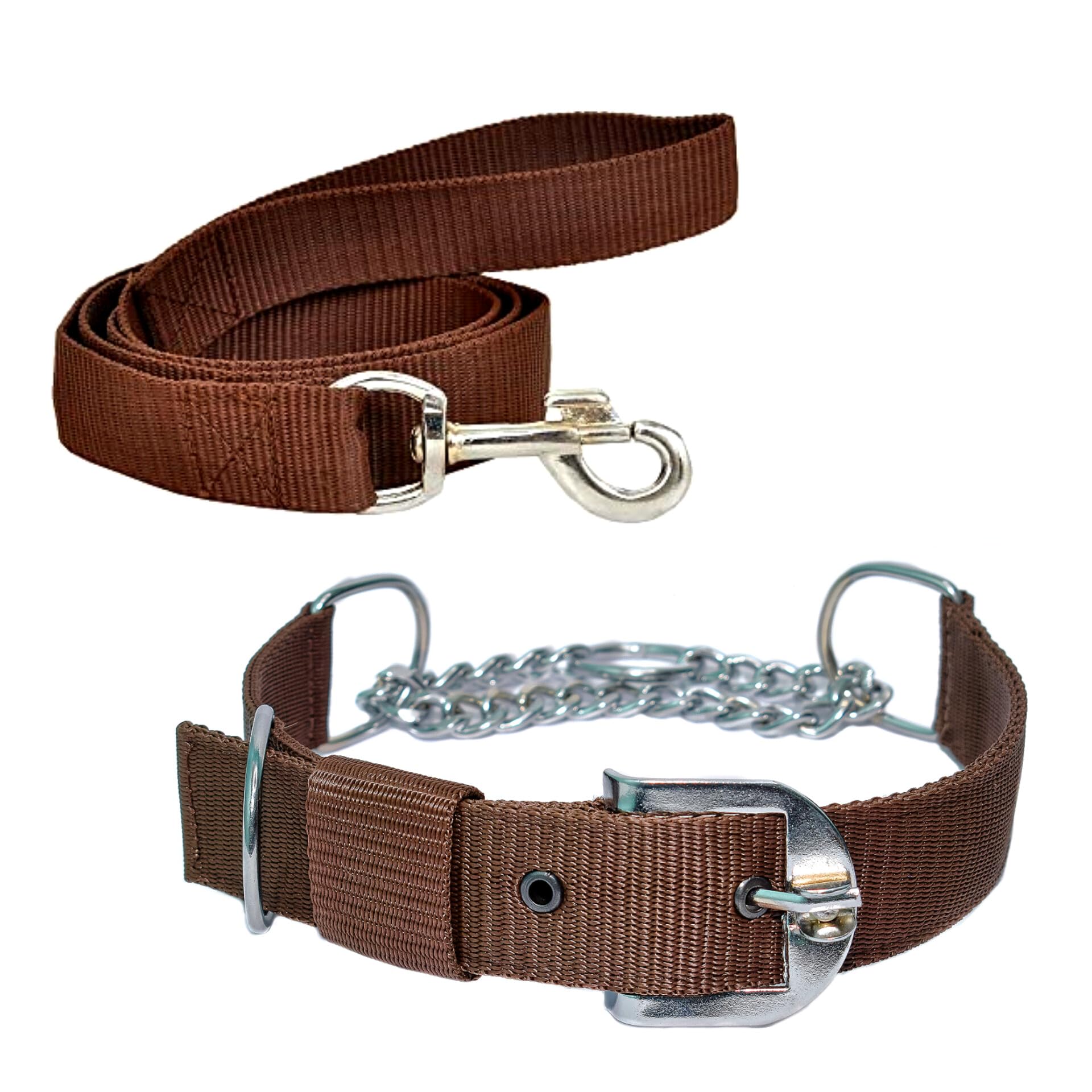 VIPCOLLECTION Dog Half Chain Collar & Nylon Leash Set Adjustable Comfortable For Training Walking And Running For All Breeds Dogs (Large, Brown),73.7 cm (B0BG3D31T9) Amazon Price History, Amazon Price Tracker