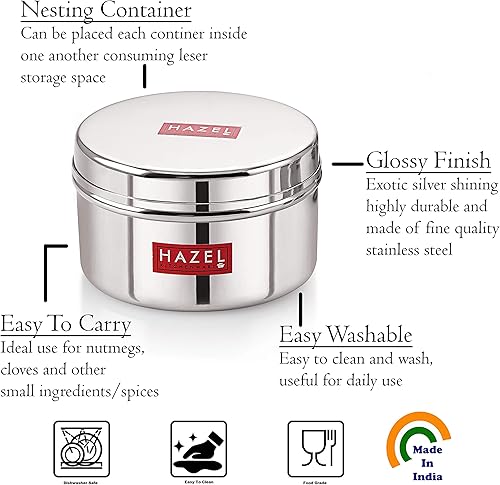 Miniatura 2 de HAZEL Recipientes herméticos de acero inoxidable para almacenamiento de cocina  Recipiente de cocina de acero multiusos para almacenamiento, juego