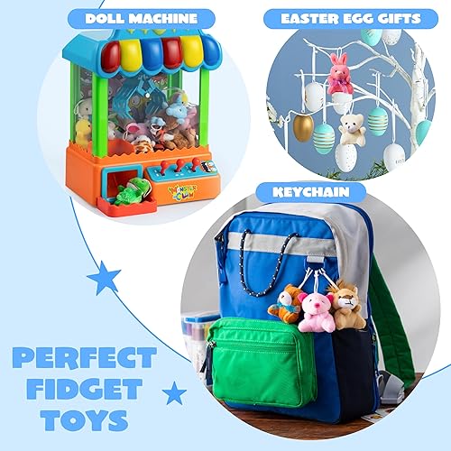 Miniatura 8 de Joyin - Juego de 24 mini juguetes de peluche de animales pequeños surtidos (24 unidades de 3 pulgadas cada una), llaveros de animales para decorar