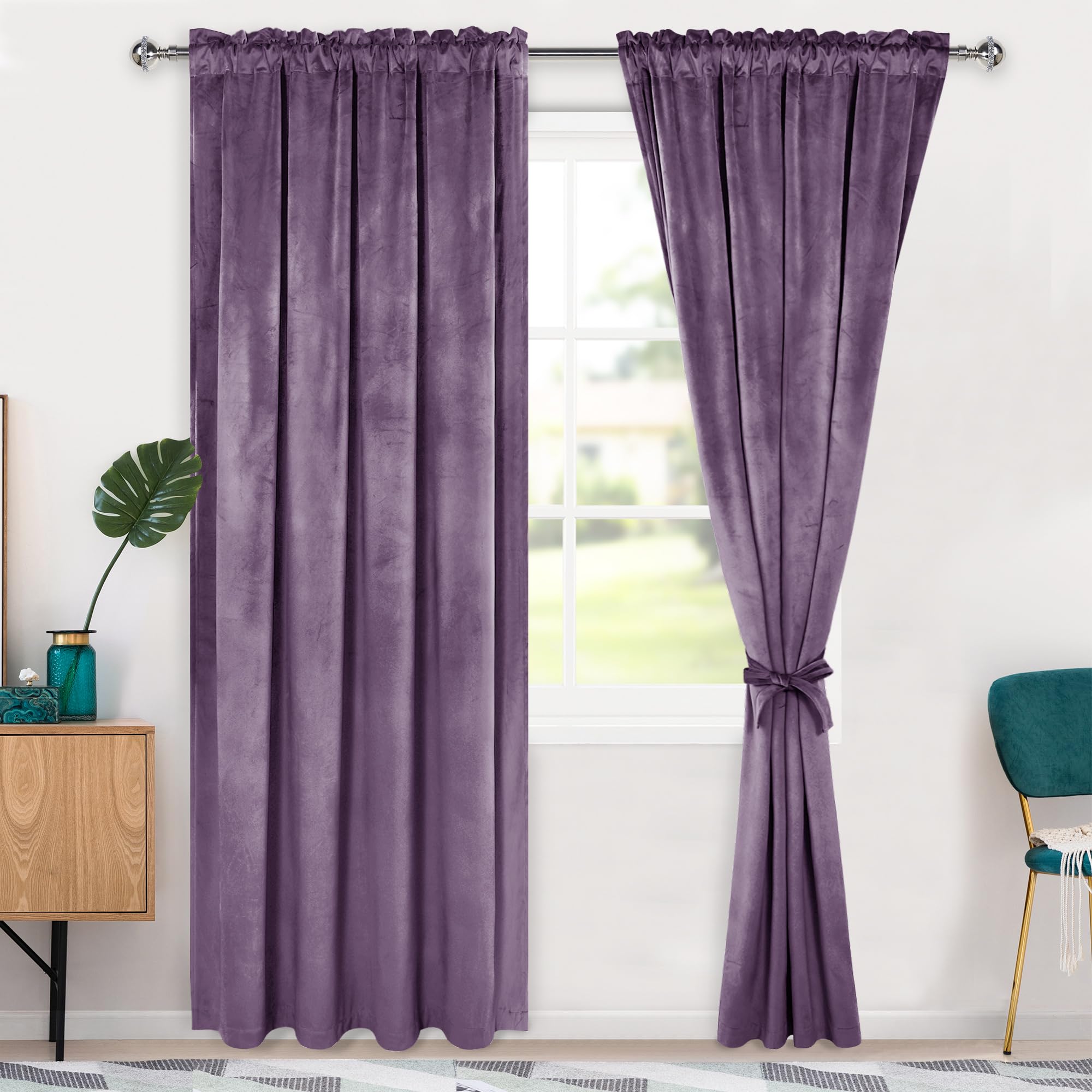 Rideaux occultants en velours Hiasan lavande luxe pour salon