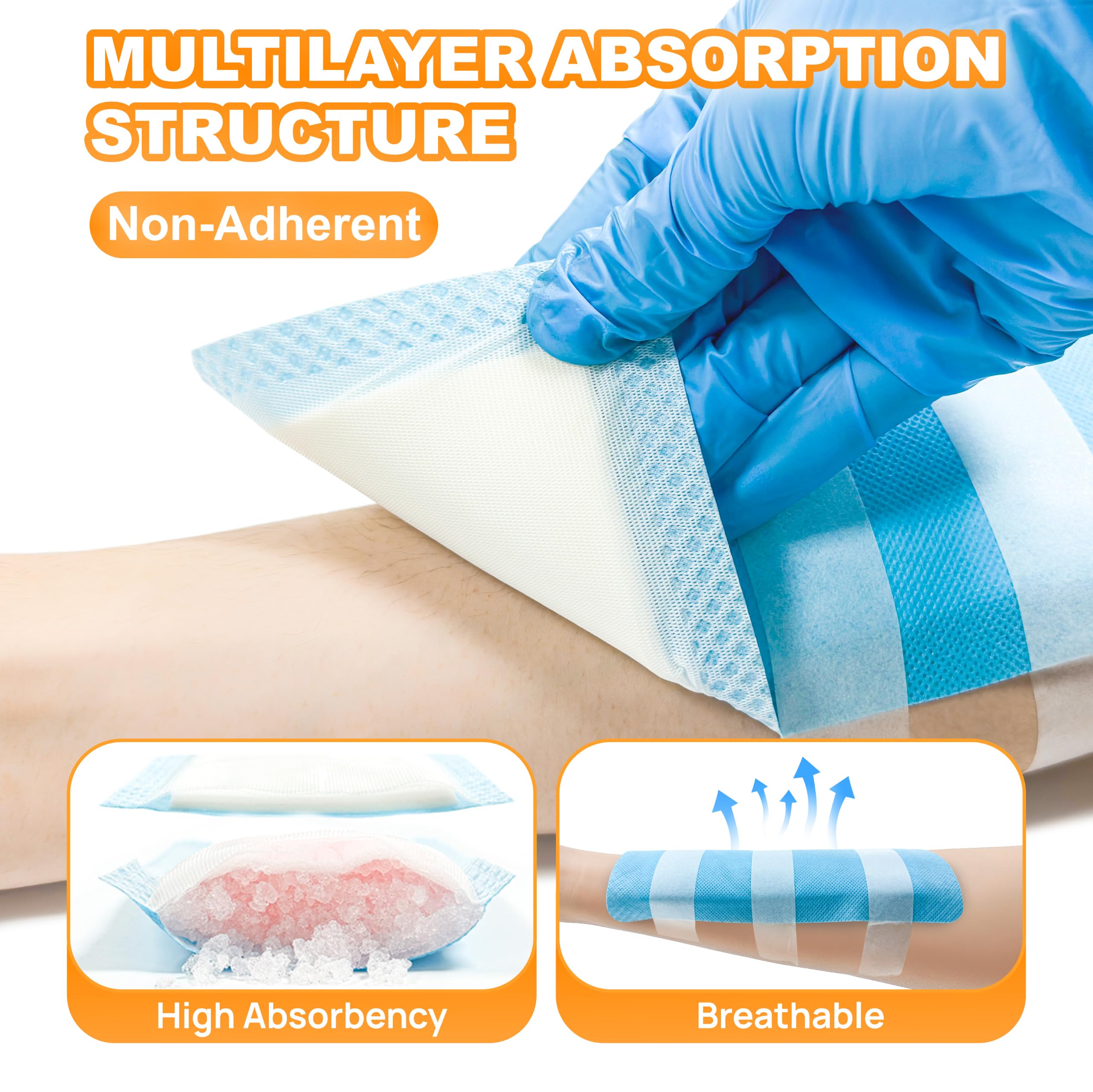 Carbou Cuscinetti per medicazione super assorbenti, 10,2 x 20,3 cm, confezione singola, bende assorbenti non adesive per la cura delle ferite, medicazione morbida e altamente assorbente, garza