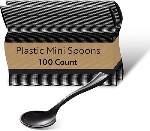 Restaurantware Mini cucharas desechables de 4 pulgadas, 100 cucharas pequeñas desechables, par de alta resistencia con aperitivos o postres,