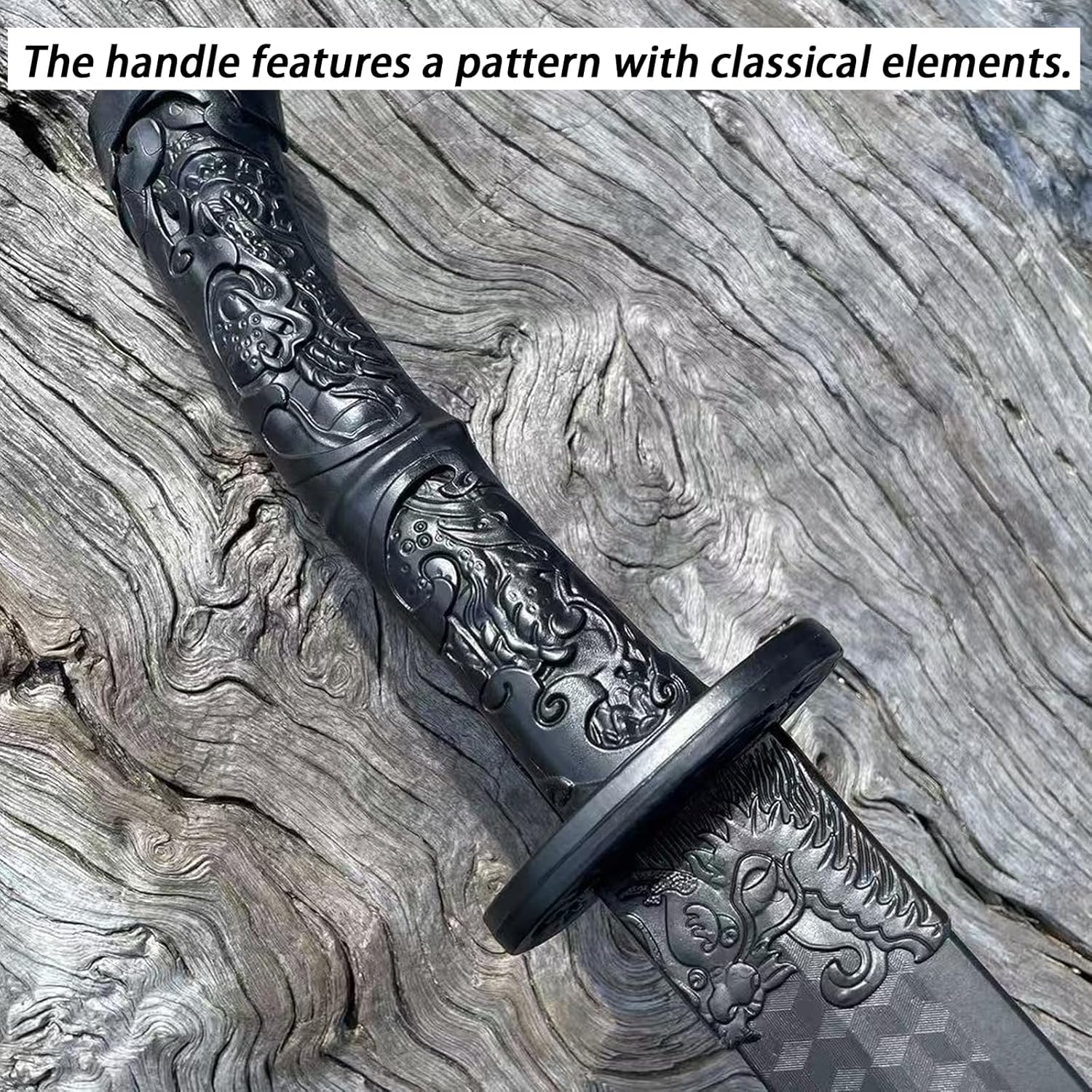 2PCS Polypropylene Plastic Martial Sword Dragon-Tiger Treasure Sword with Sheath,Martial Arts Training Katana, Unsharpened Blades with Belt and Stand Included,for Practice and Training