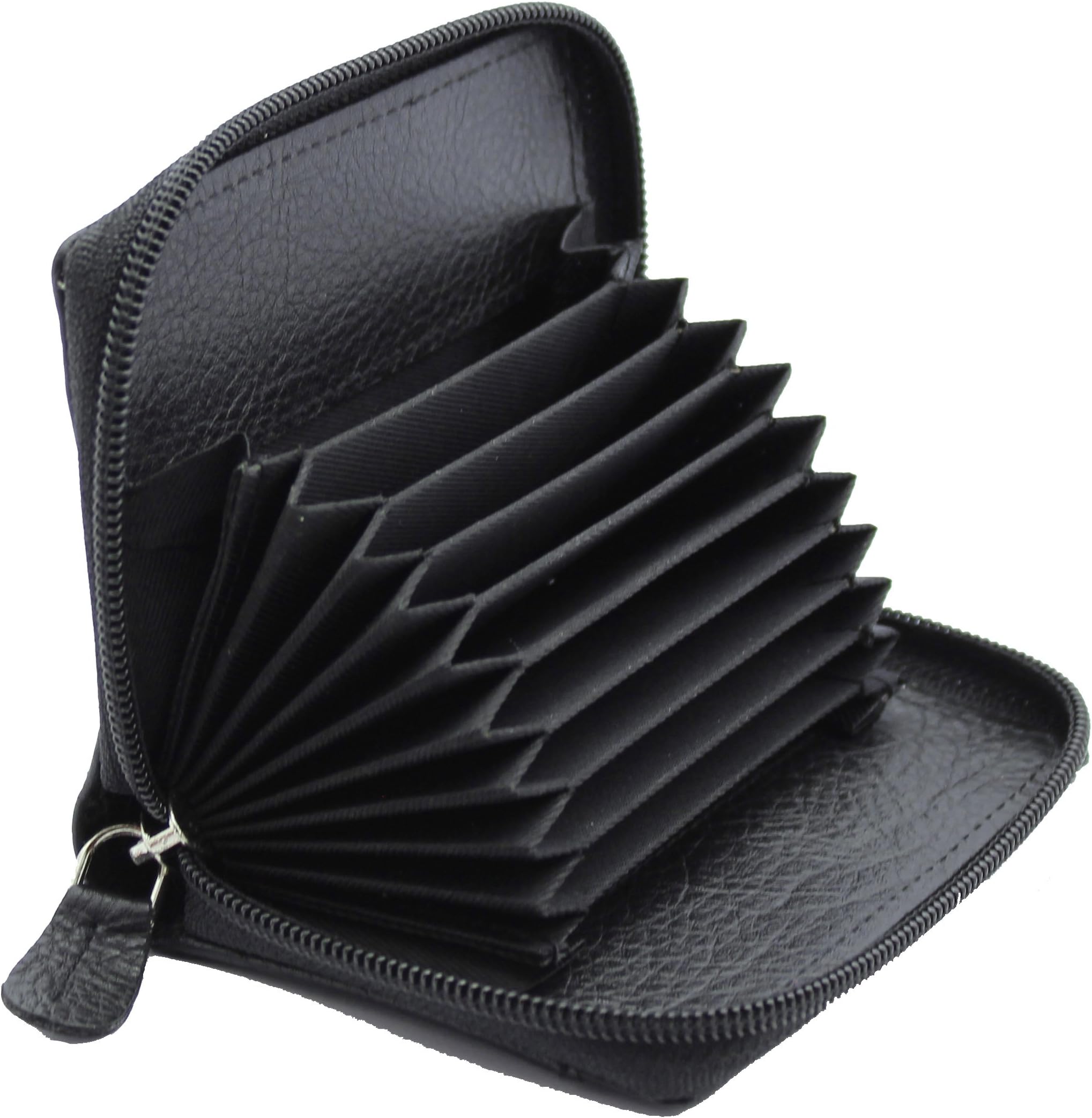 STARHIDE Womens Small Leather Fan Concertina Palm Credit Card Holder 1234 (Black)