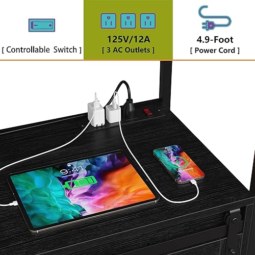 Miniatura 4 de Furniouse Estante de cocina de 6 niveles con toma de corriente, soporte industrial para horno microondas con estantes, estante de almacenamiento de