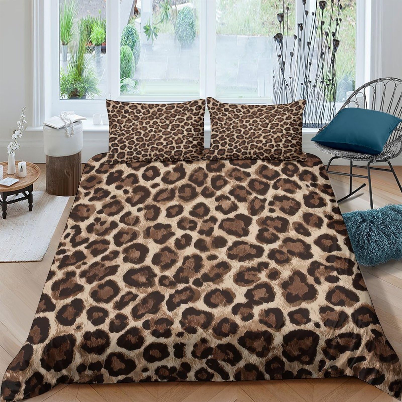 Ctjqhvkz Style-1 3D Printed Leopard Pattern Fitted Sheet Microfiber Soft Animal Skin Bed Cover For Bedroom Dorm Mattress Protection Decor Single（135X200cm）
