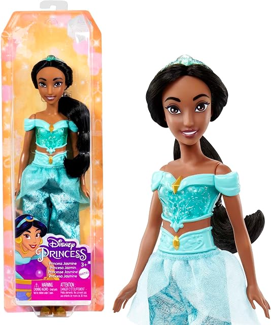 Disney Princess Dolls, New for 2023, Jasmine Posable Fashion Doll with Sparkling Clothing and Accessories, Disney Movie Toys, HLW12