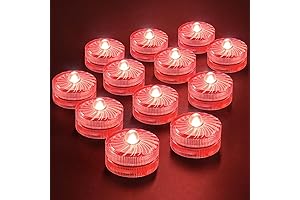 12-Pack Red LED Submersible Lights for Weddings and Parties
