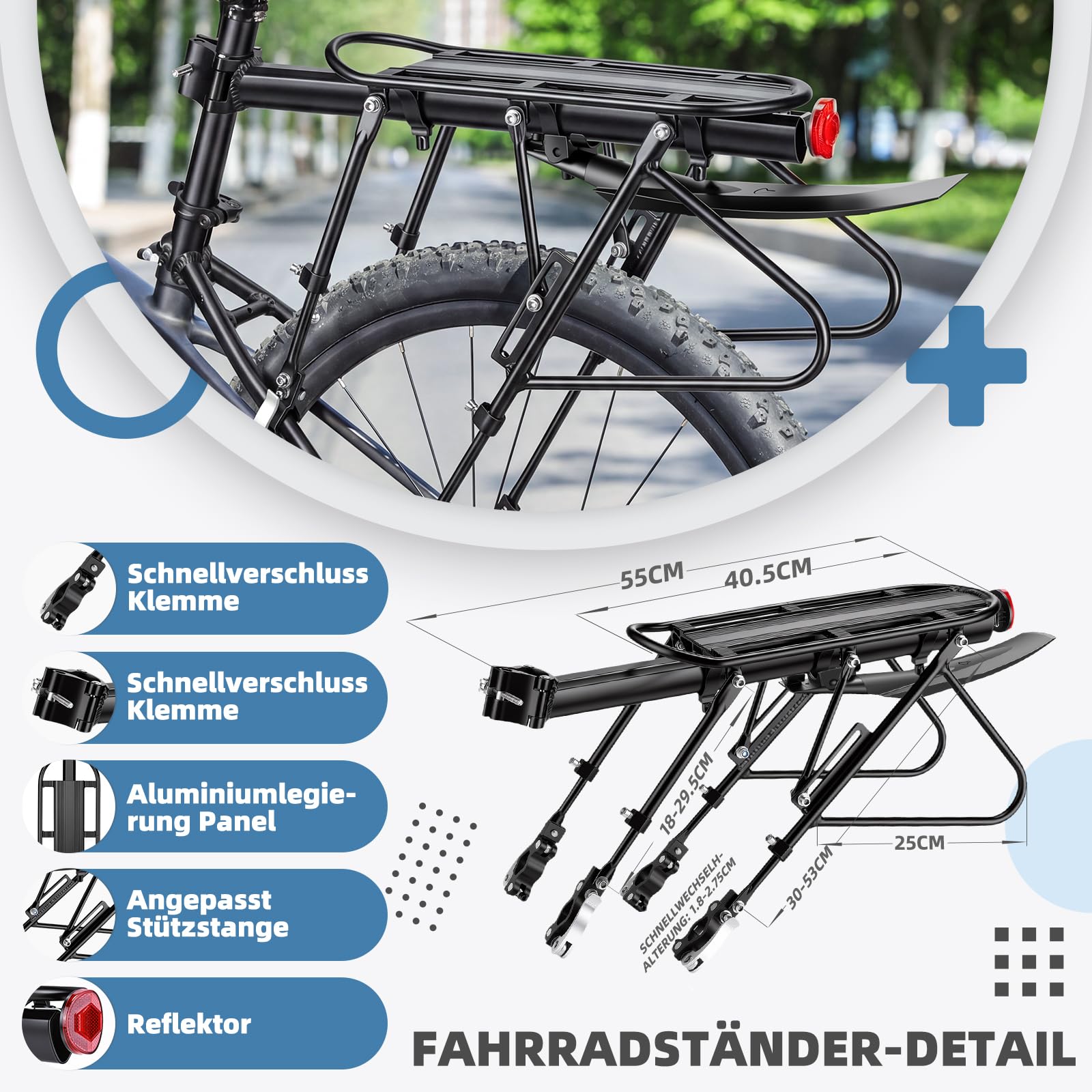 West Biking Gepäckträger Mountainbike - Robust MTB Aluminium Fahrradgepäckträger, Einfache Montage, Fahrrad Hinten Maximalbelastung 50kg