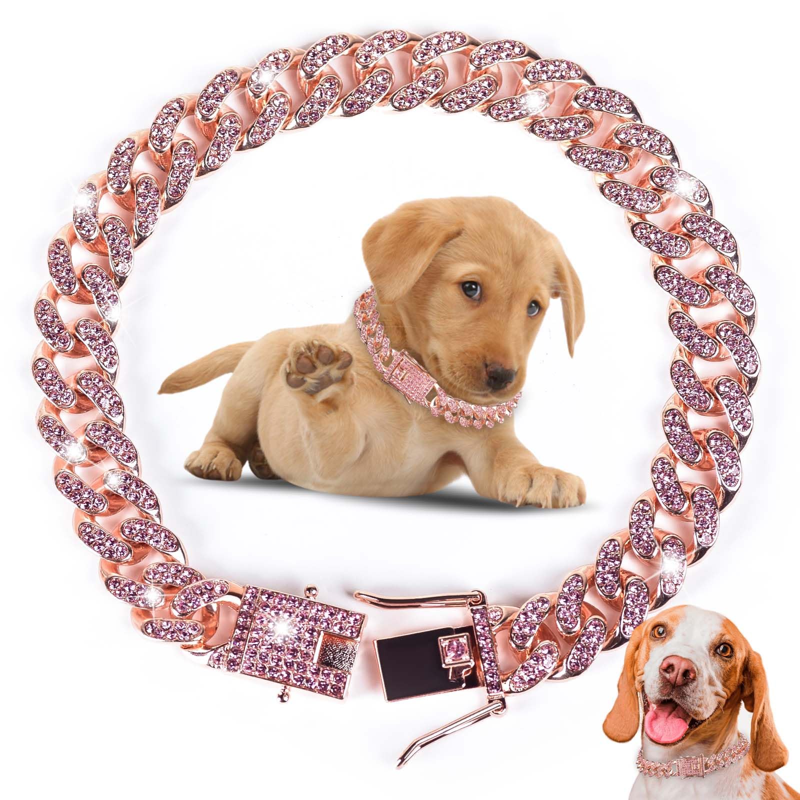 Amazon.com : Dog Chain Collar Diamond Link Dog Collar Walking Dog