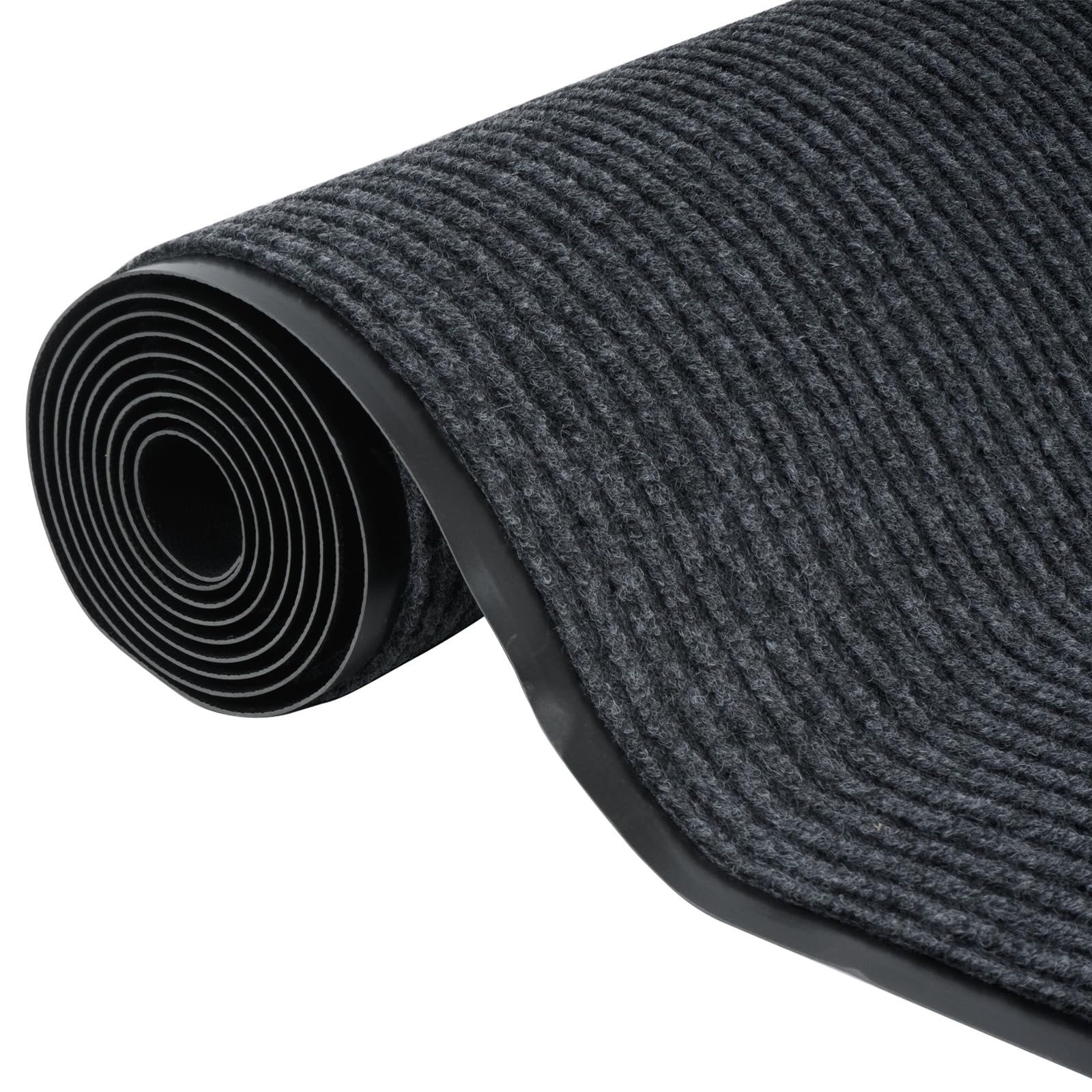 Teppich Läufer Flur rutschfest 90x300cm Schmutzfangläufer Meterware Waschbar Schlafzimmer Korridor Teppichläufer Lang Dunkel Grau Schmutzfangmatte Sauberlaufmatte