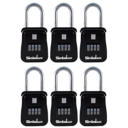 SimbaLux Combo Realtor Lockbox Quality 4 Digit Numeric Combination Real Estate Lock Box, 6-Pack