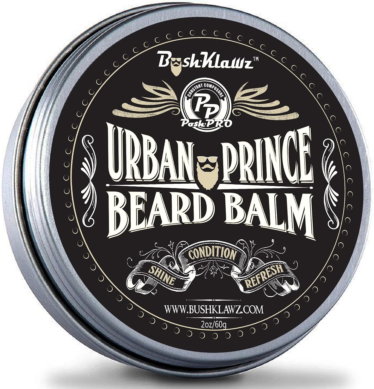 BushKlawz Beard Balm and Leave-in Conditioner, 5 Full Size 2.0 oz Balms - Urban, Lumber, Pacific, Naked Prince Fragrance Free, Premium Line, Great Gift for Christmas, Father's Day