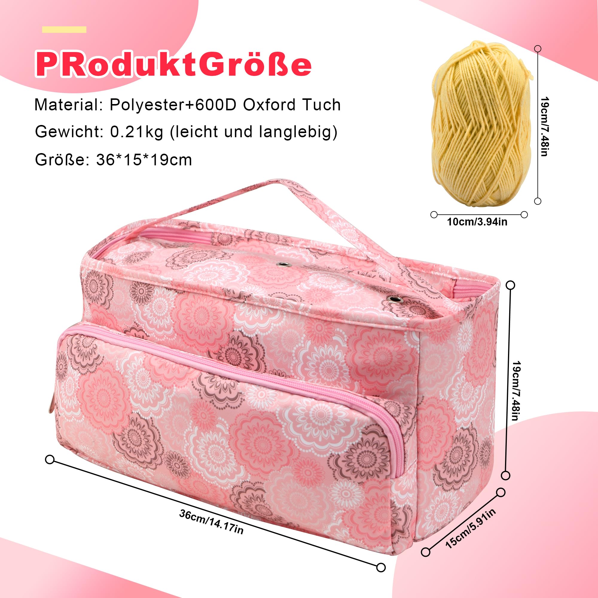 Pssopp Häkeltasche Reise - Garn Organizer Mit Schultergurt