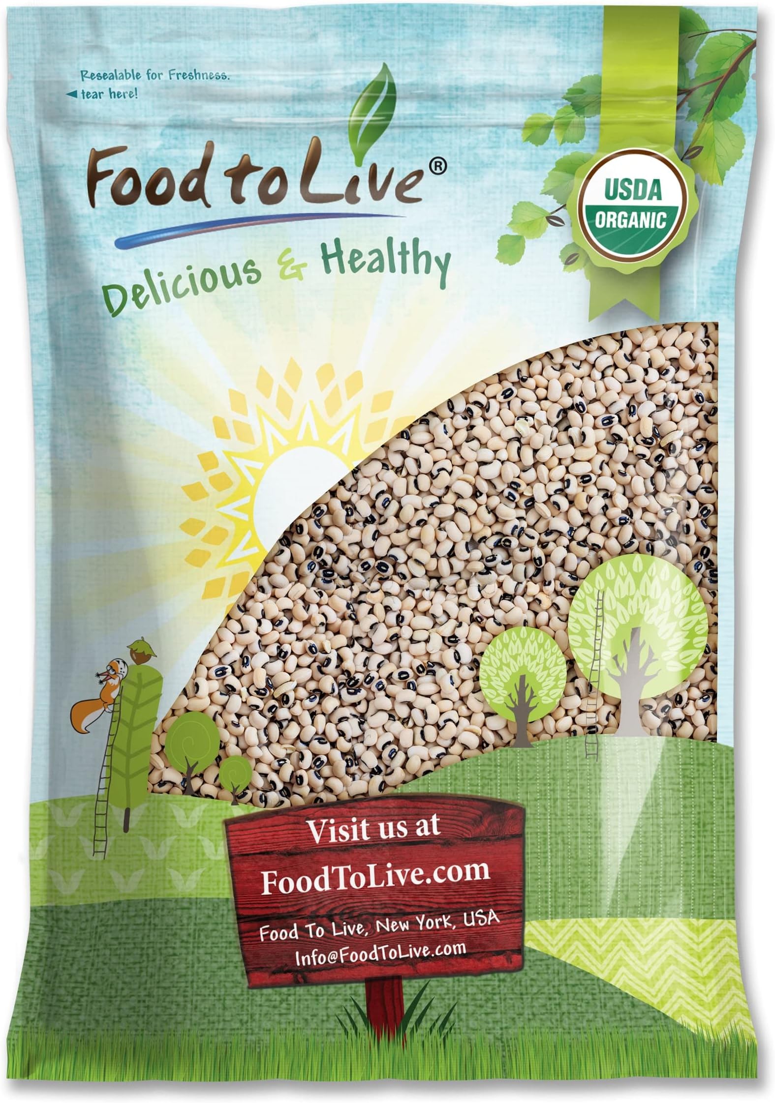 Food to Live Organic Black-Eyed Peas, 10 Pounds – Raw Dried Cow Peas, Non-GMO, Bulk Beans, Product of the USA