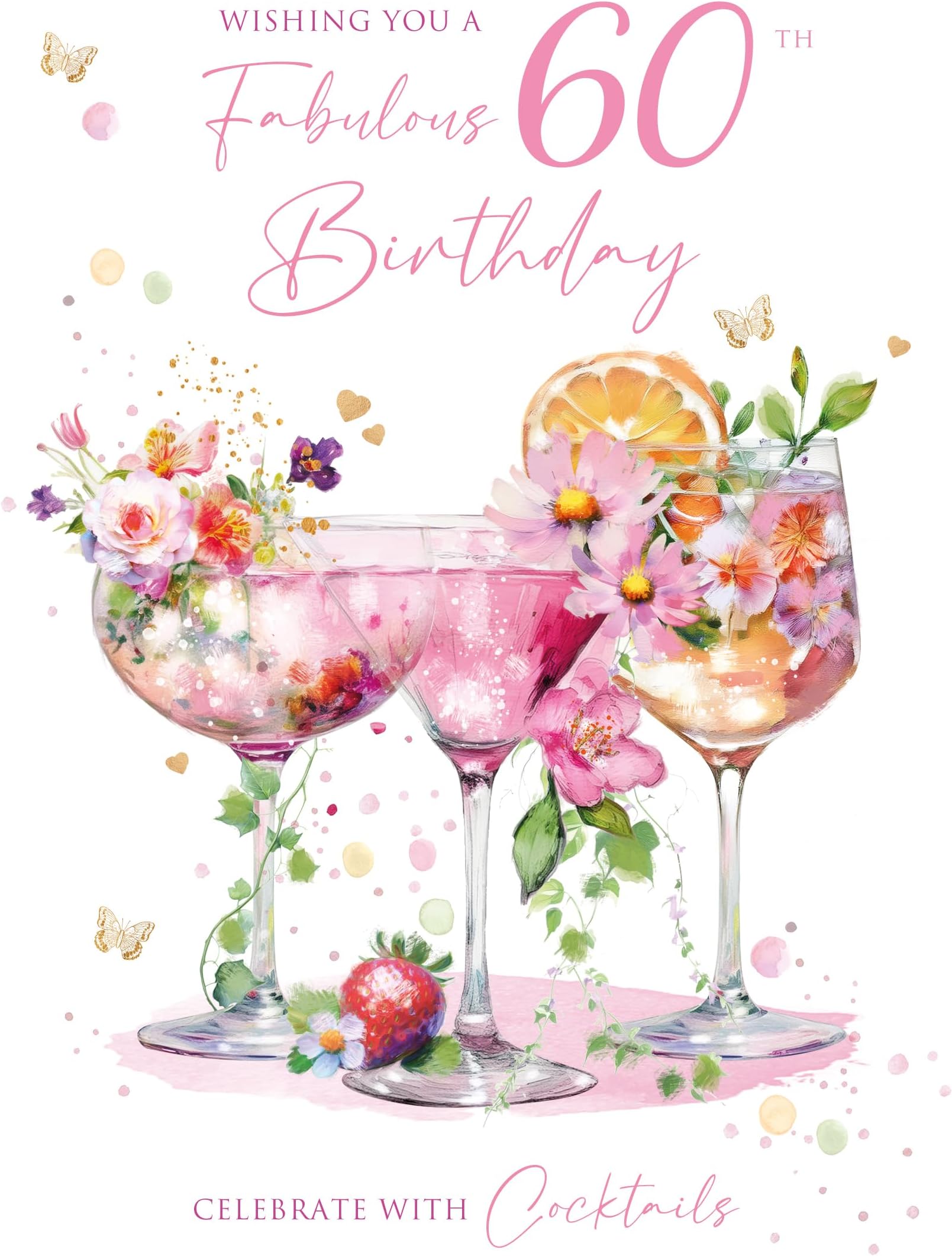 Old English Co. Wonderful 60th Birthday Card for Her - Floral Heart ...