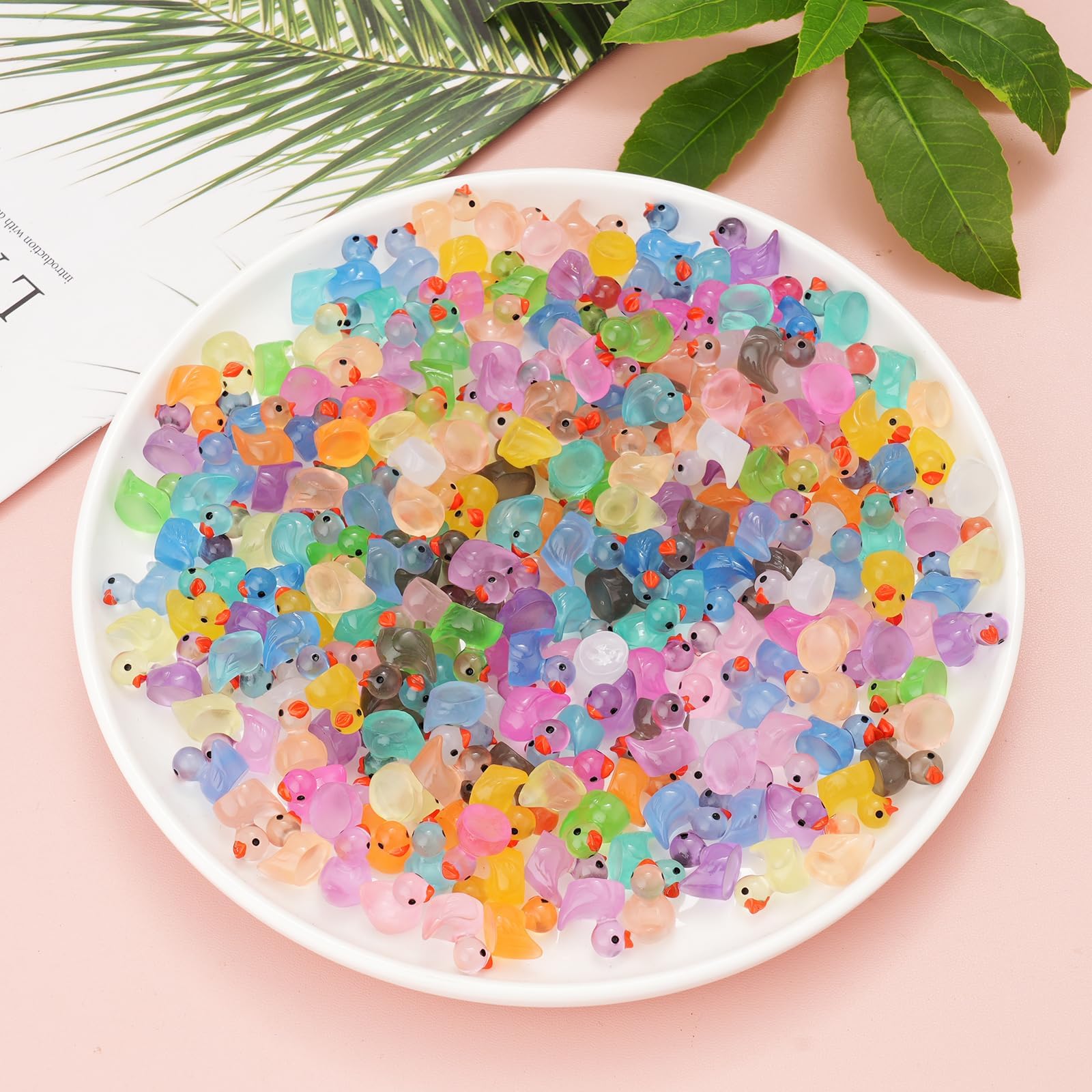 100 Pezzi Mini Anatre in Resina, 10 Colori Piccole Anatre in Miniatura