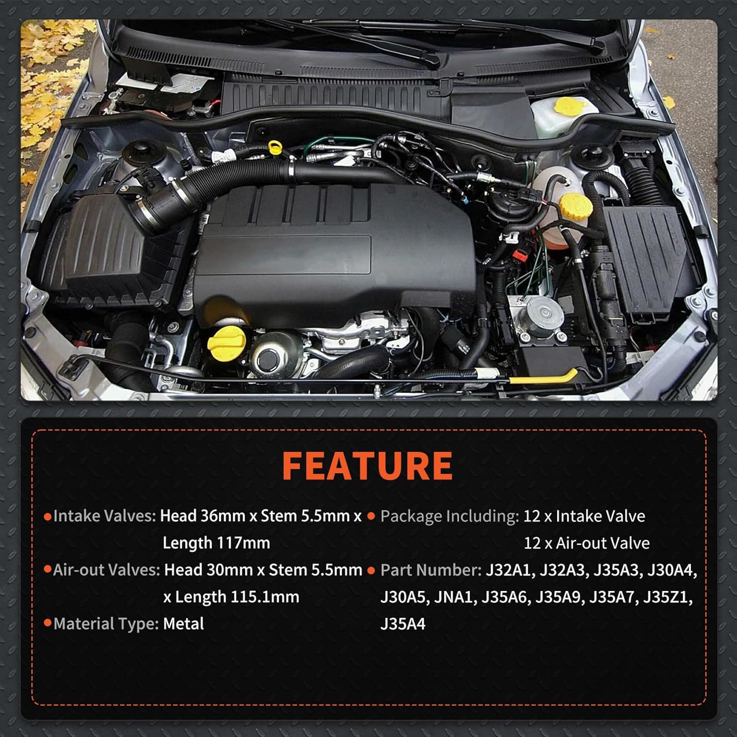 Intake Air-out Valves Replacement for 2000 2001 2002 2003 2004 2005 2006 2007 2008 2009 2010 Acura Saturn 3.2L 3.5L SOHC 24v J32A1