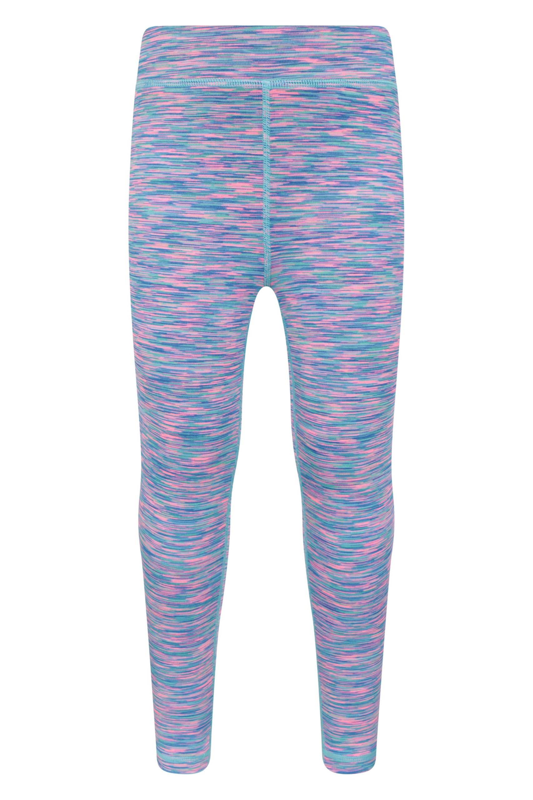 Mountain Warehouse Kayleigh Girls Leggings - Quick Wicking Kids Tights, Soft Childrens Pants, Stretchy Jeggings, Space Dye Design - Spring Summer, Outdoors Blue Kids Size 9-10 Years