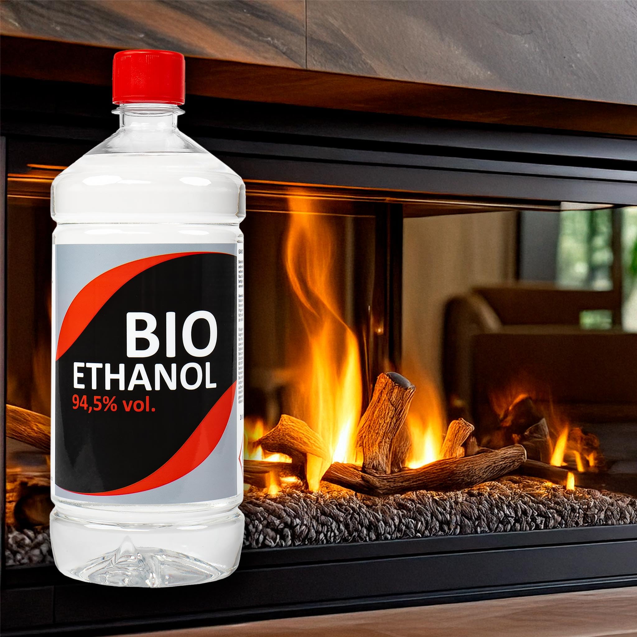 Premium Kaminbrennstoff 94,5% – Geruchlos & Rauchfrei – Flüssiger Brennstoff für Ethanolkamine & Feuerschalen – Innen- & Außenbereich – 12 Liter